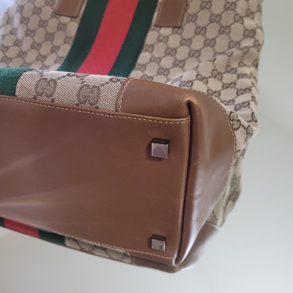 ***SOLD***GUCCI~LIMITED EDITION~SHERRY LINE~-EXTRA WIDE STRIPE~TOTE - Picture 10 of 13